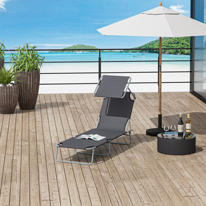Chaise longue pliante avec auvent réglable