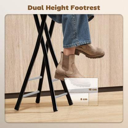 Tabourets de bar pliants avec double repose-pieds