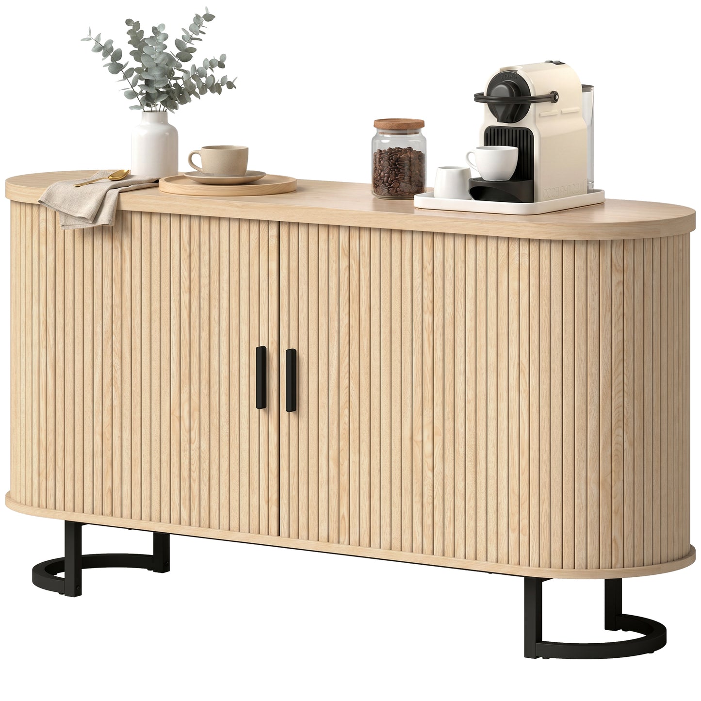 Buffet bahut à portes coulissantes cannelées 140 cm
