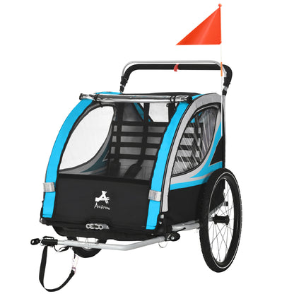 Remorque vélo enfants 3-en-1 avec 2 sièges