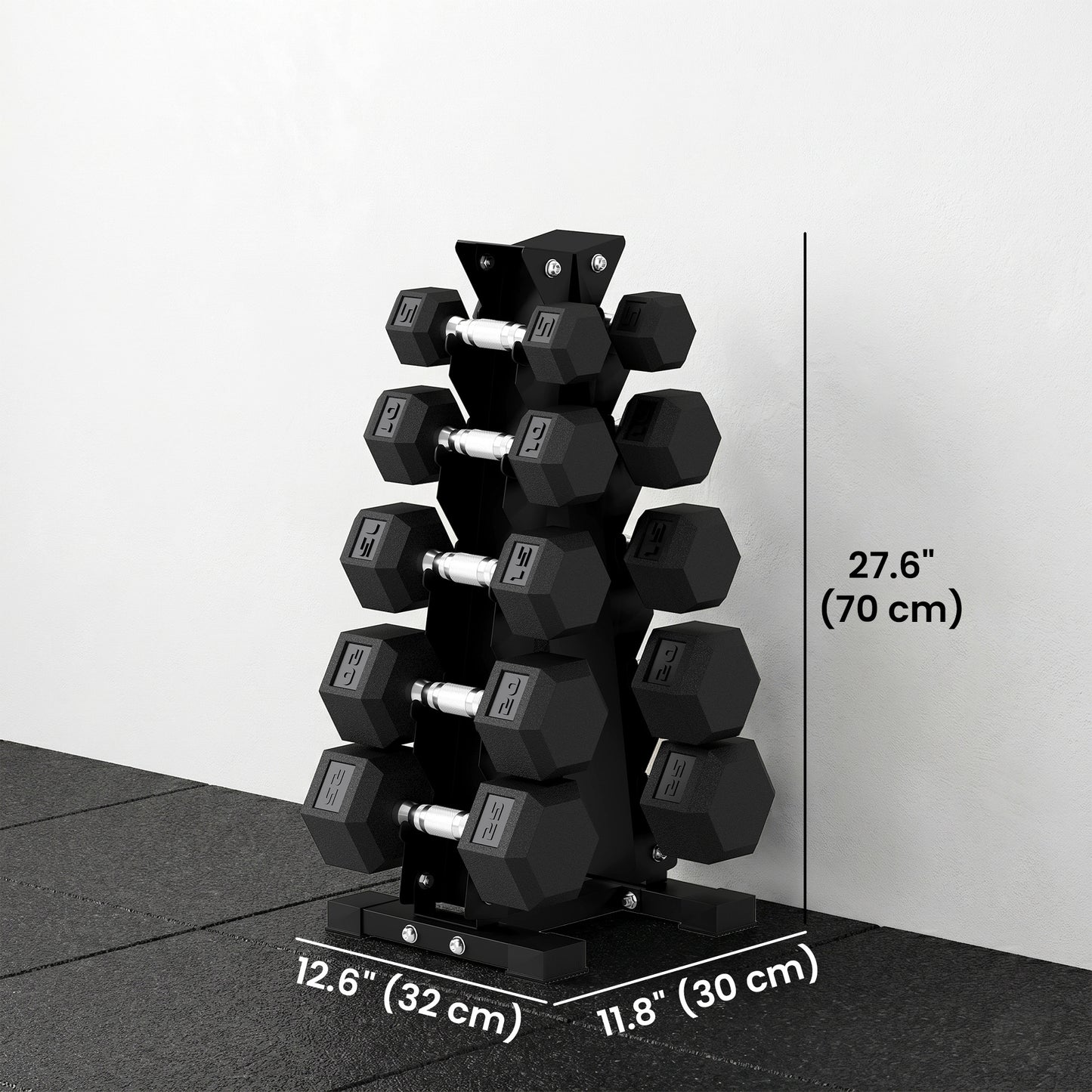Ensemble d'haltères hexagonaux avec support vertical 68 kg