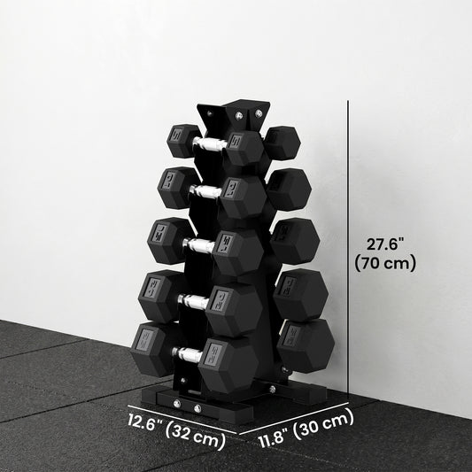 Ensemble d'haltères hexagonaux avec support vertical 68 kg