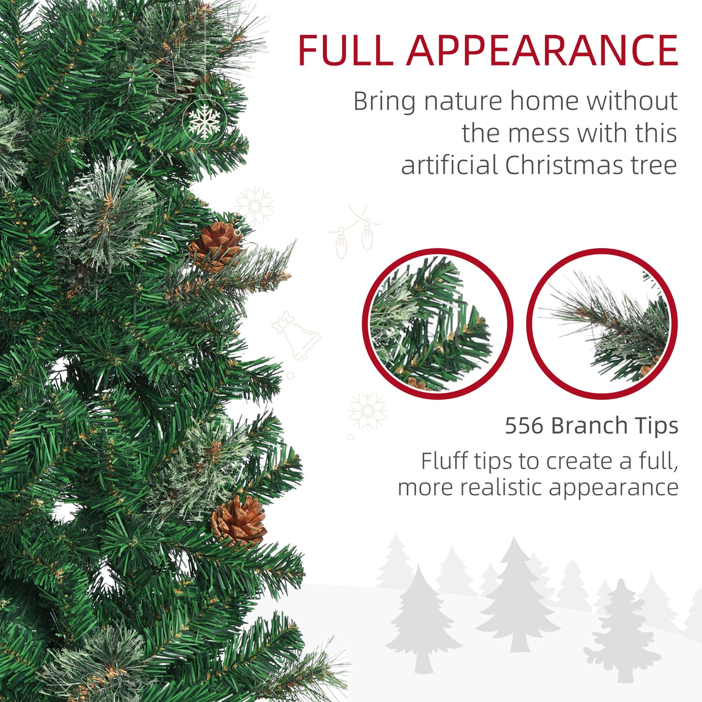 Sapin de Noël crayon artificiel avec pommes de pin
