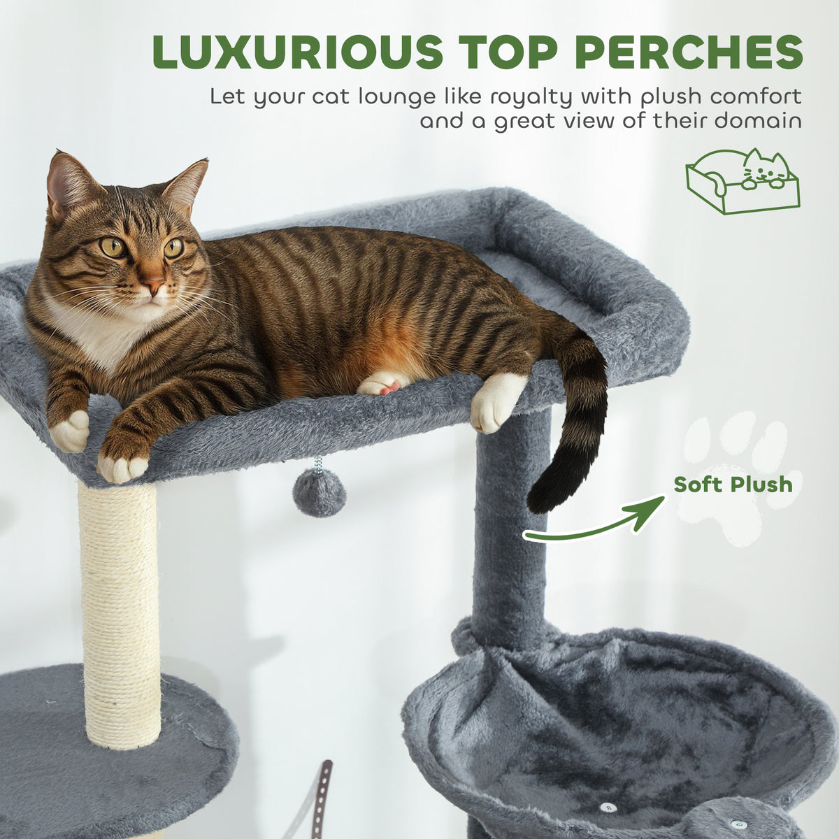 Arbre à chat géant multi-niveaux avec griffoirs et hamac