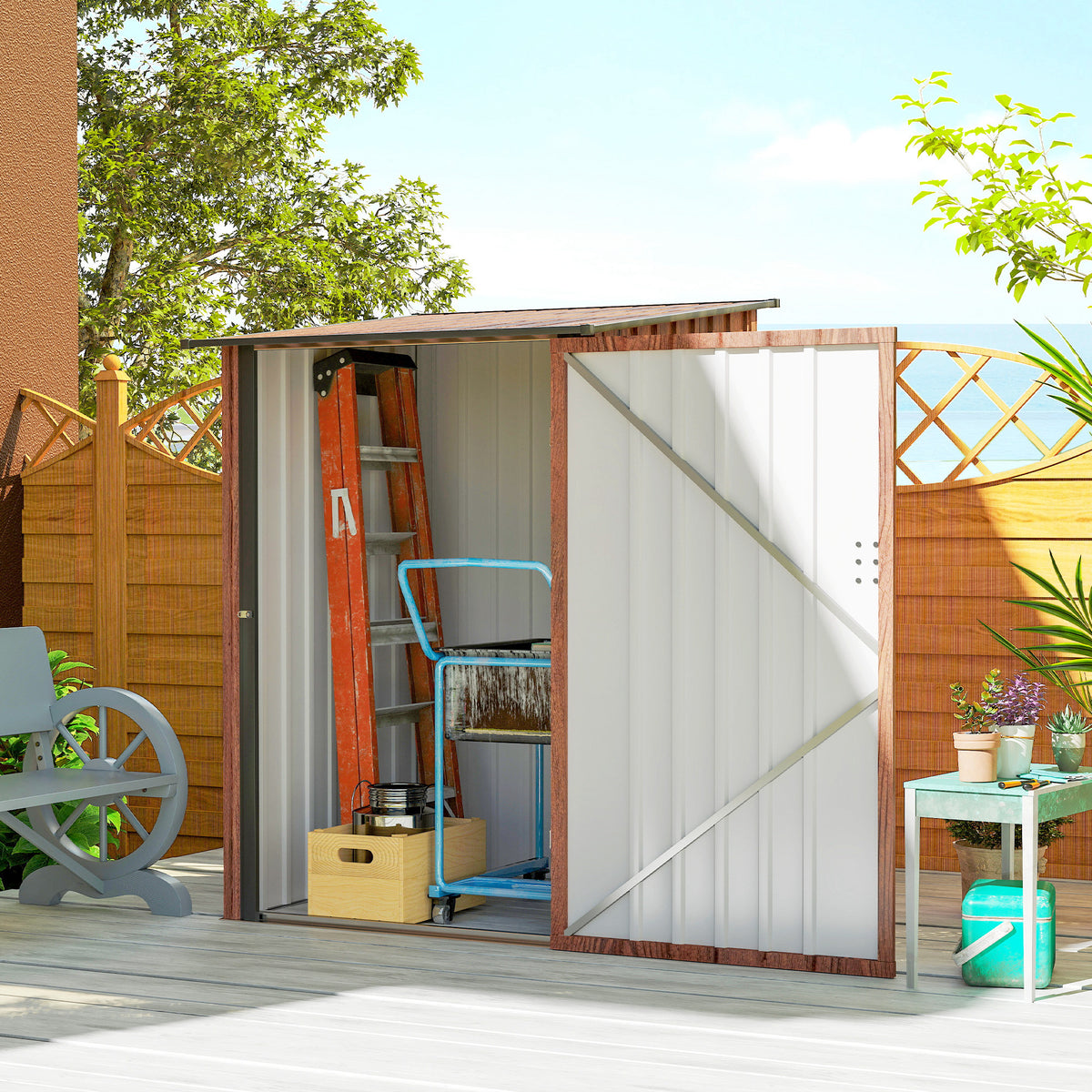 Remise de jardin en acier galvanisé avec porte verrouillable