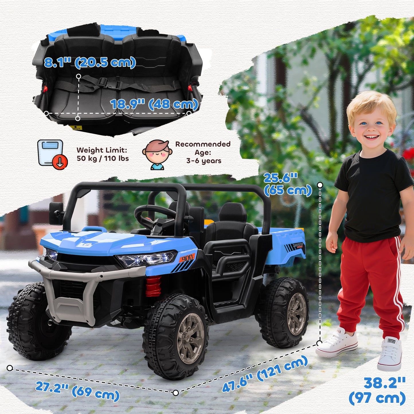 Auto électrique 12V deux places avec télécommande