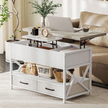 Table basse élévatrice moderne avec tiroirs de rangement