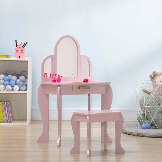 Coiffeuse enfant avec tabouret et miroirs