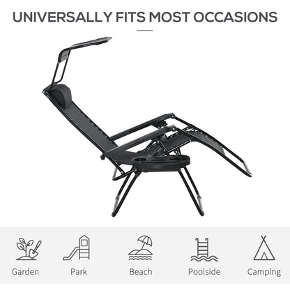 Chaise longue zéro gravité pliable avec auvent