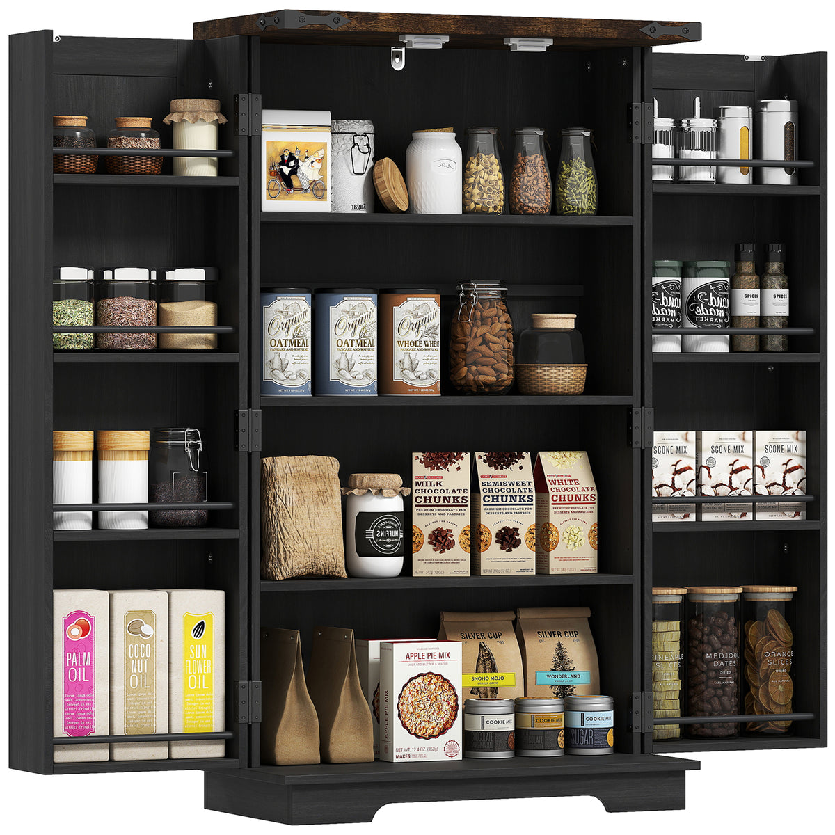 Armoire de cuisine style champêtre avec tablettes réglables