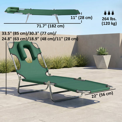 Chaise longue pliante avec trou facial 5 positions