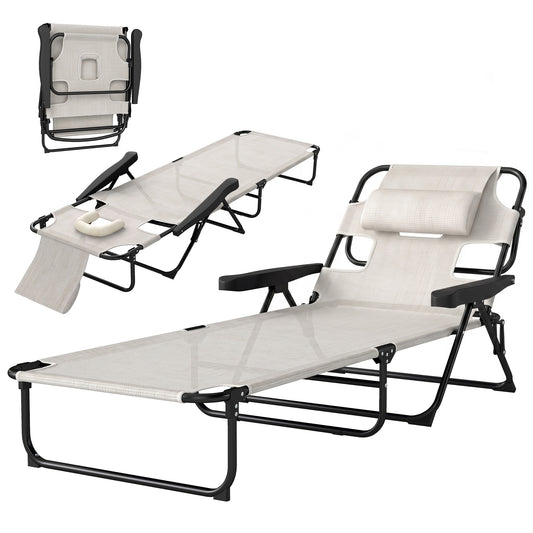 Chaise longue pliante avec dossier inclinable