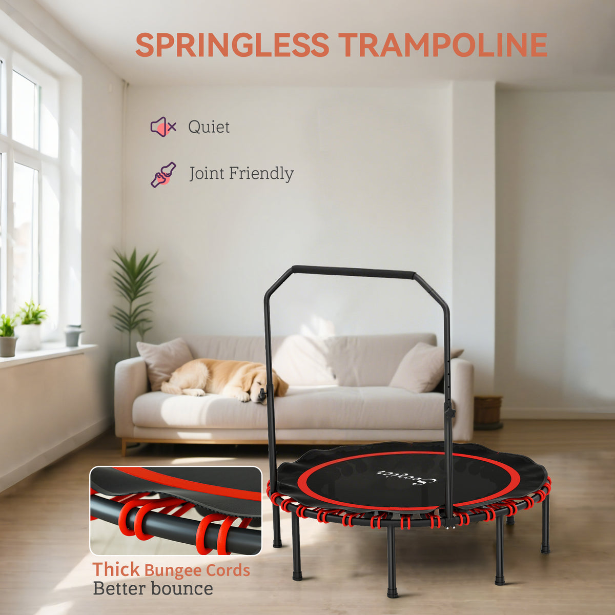 Mini trampoline pliable d'intérieur avec poignée réglable