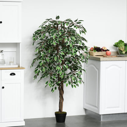 Ficus artificiel réaliste en pot — Vert
