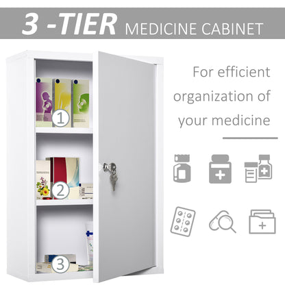 Armoire Pharmacie Murale 3 Niveaux Acier Verrouillable