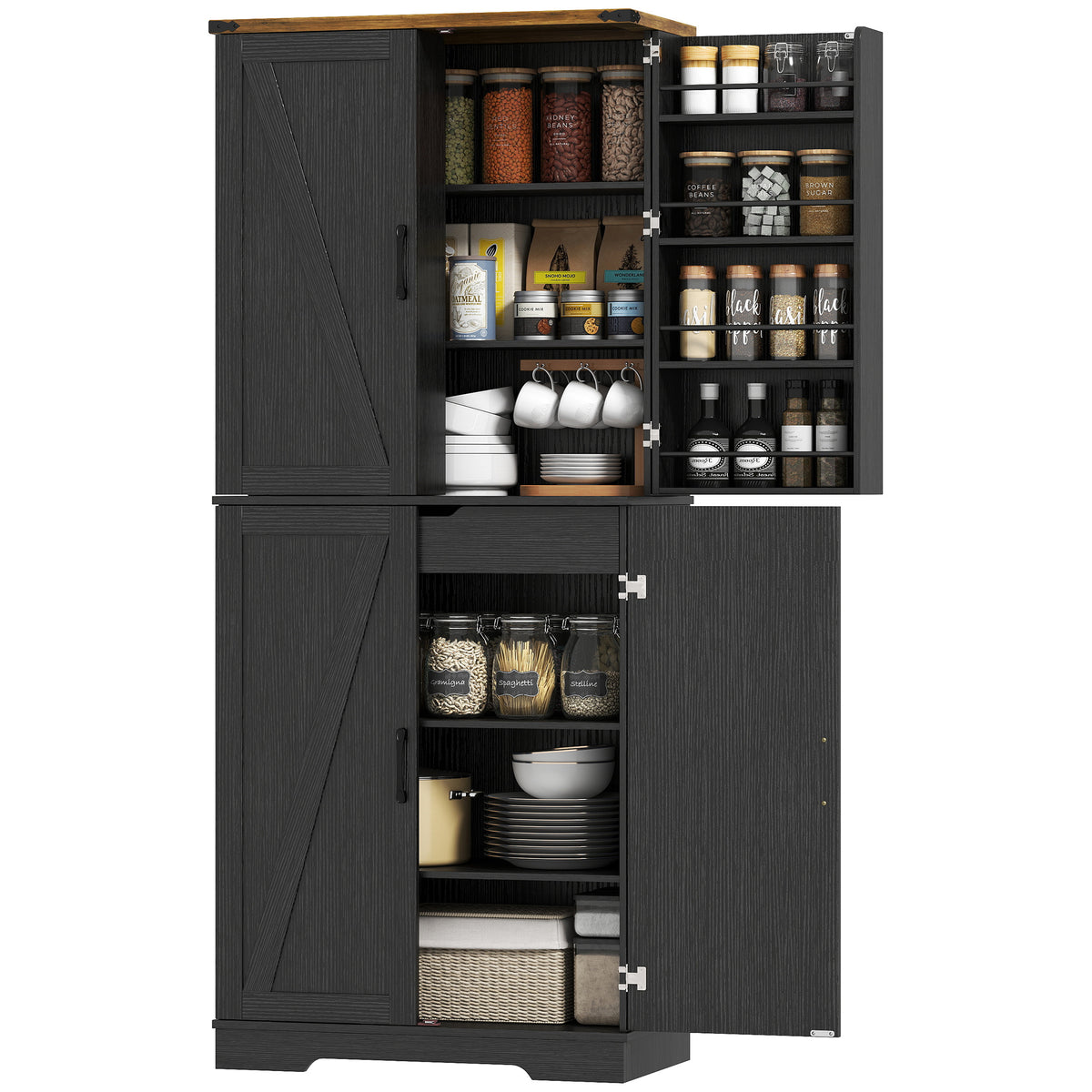 Armoire de cuisine style champêtre 182 cm