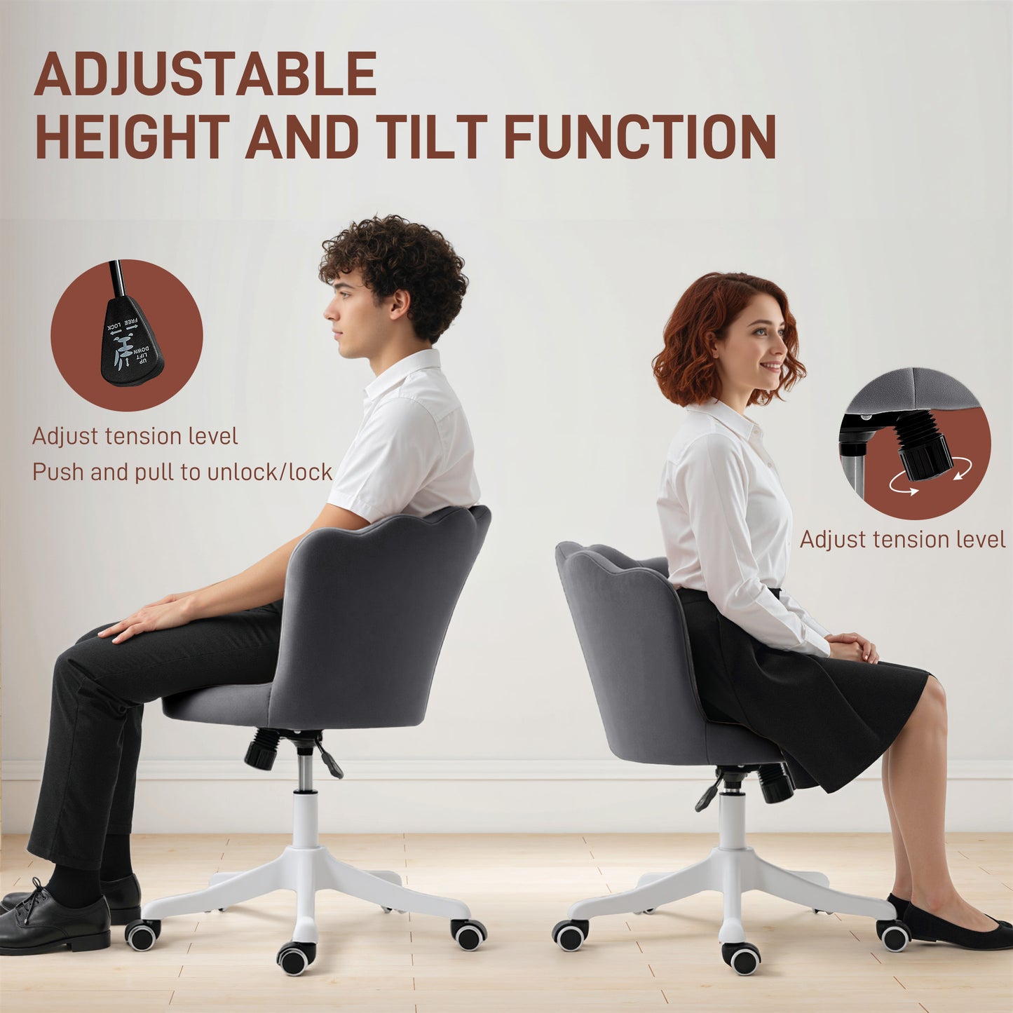 Chaise de bureau sans accoudoirs pivotante hauteur ajustable