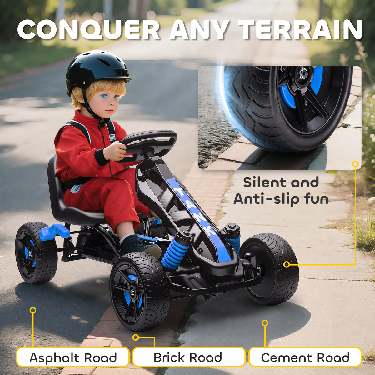 Kart à pédales pour enfants avec pneus EVA