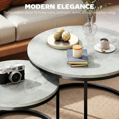 Tables gigognes rondes effet marbre — lot de 2