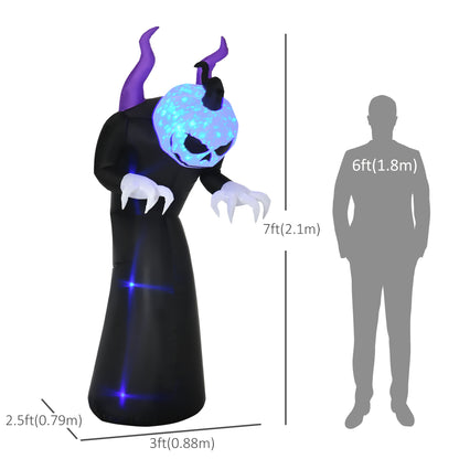 Fantôme gonflable Halloween LED effet flamme 213 cm