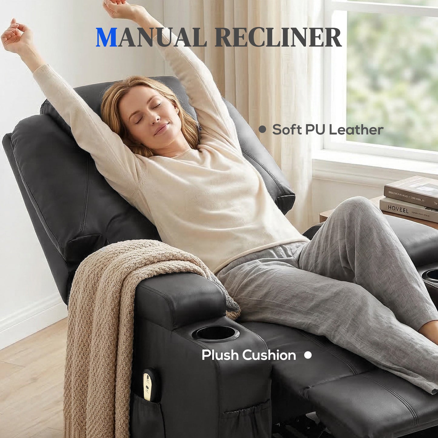 Fauteuil releveur électrique à dossier haut en similicuir