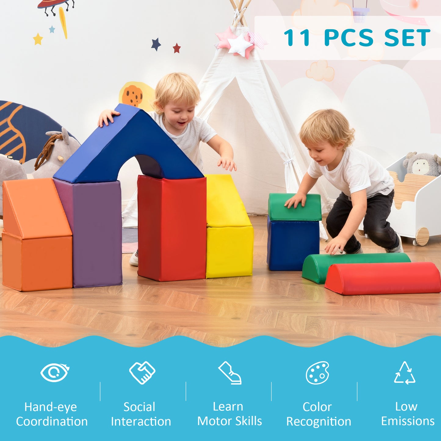 Blocs de jeu en mousse doux 11 pièces pour bambins