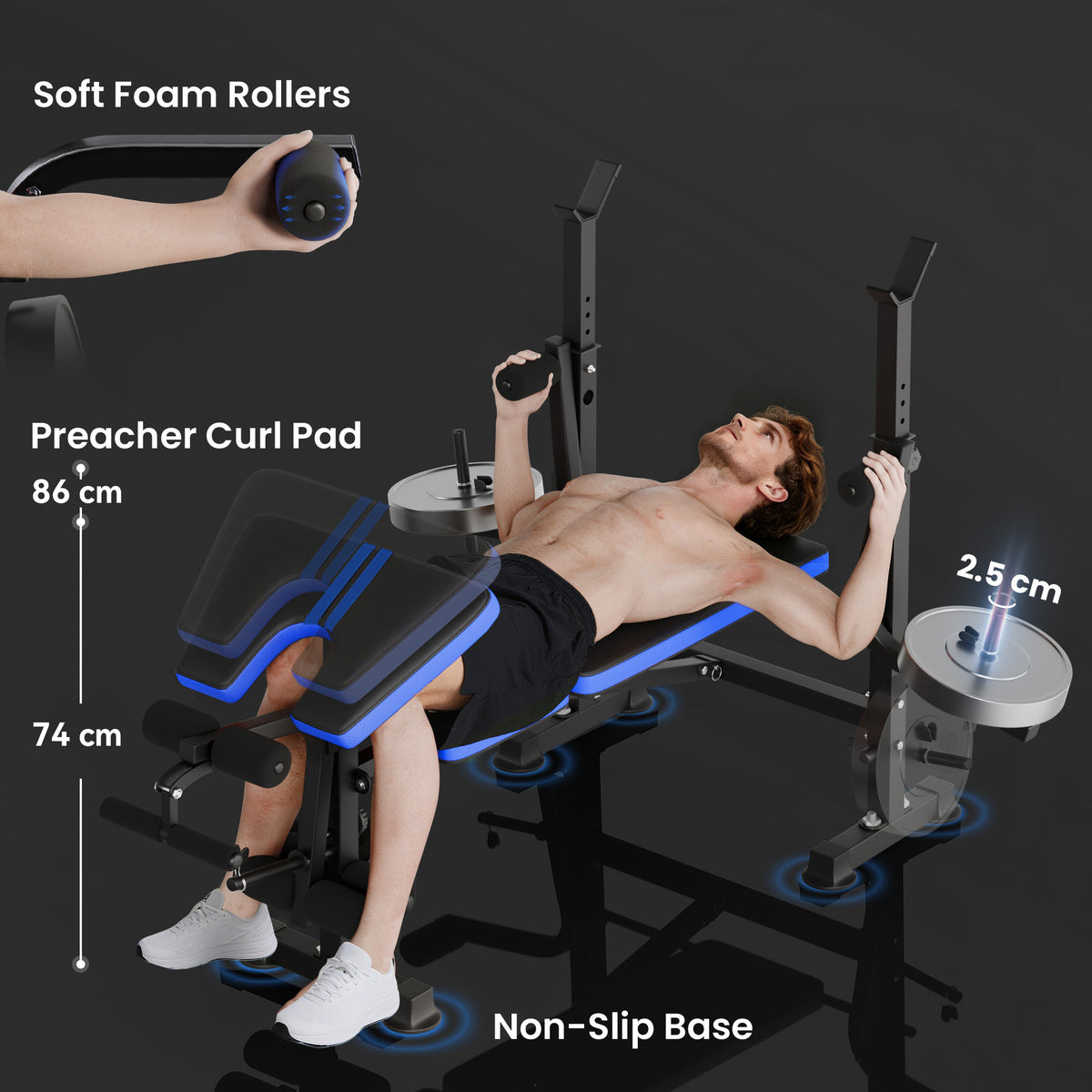 Banc d'haltérophilie multifonction ajustable