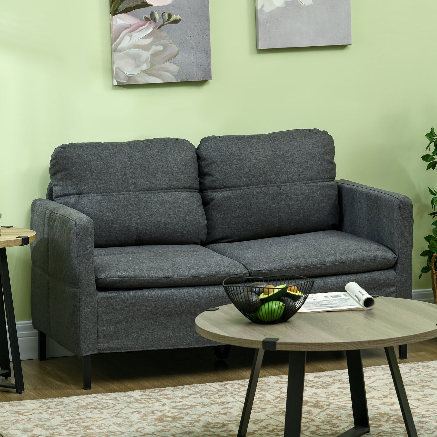 Canapé 2 places compact avec pieds en acier — foncé