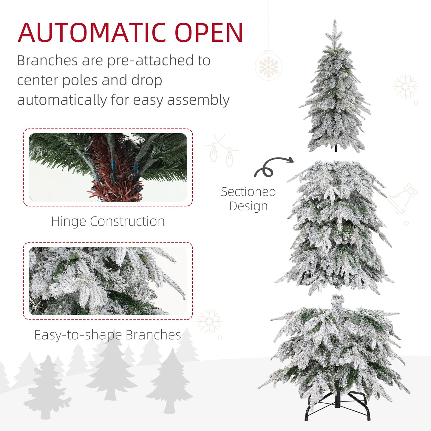Sapin de Noël artificiel effilé enneigé 1,8 m