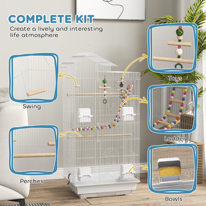 Cage à oiseaux spacieuse avec jouets et accessoires