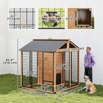 Niche pour chien 218 cm design walk-in — Jaune