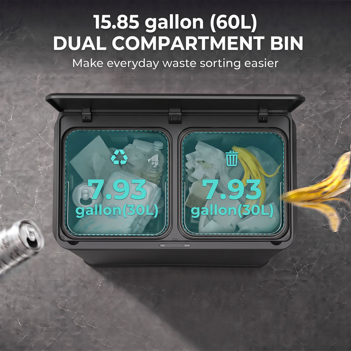 Poubelle automatique intelligente à double compartiment 60 L
