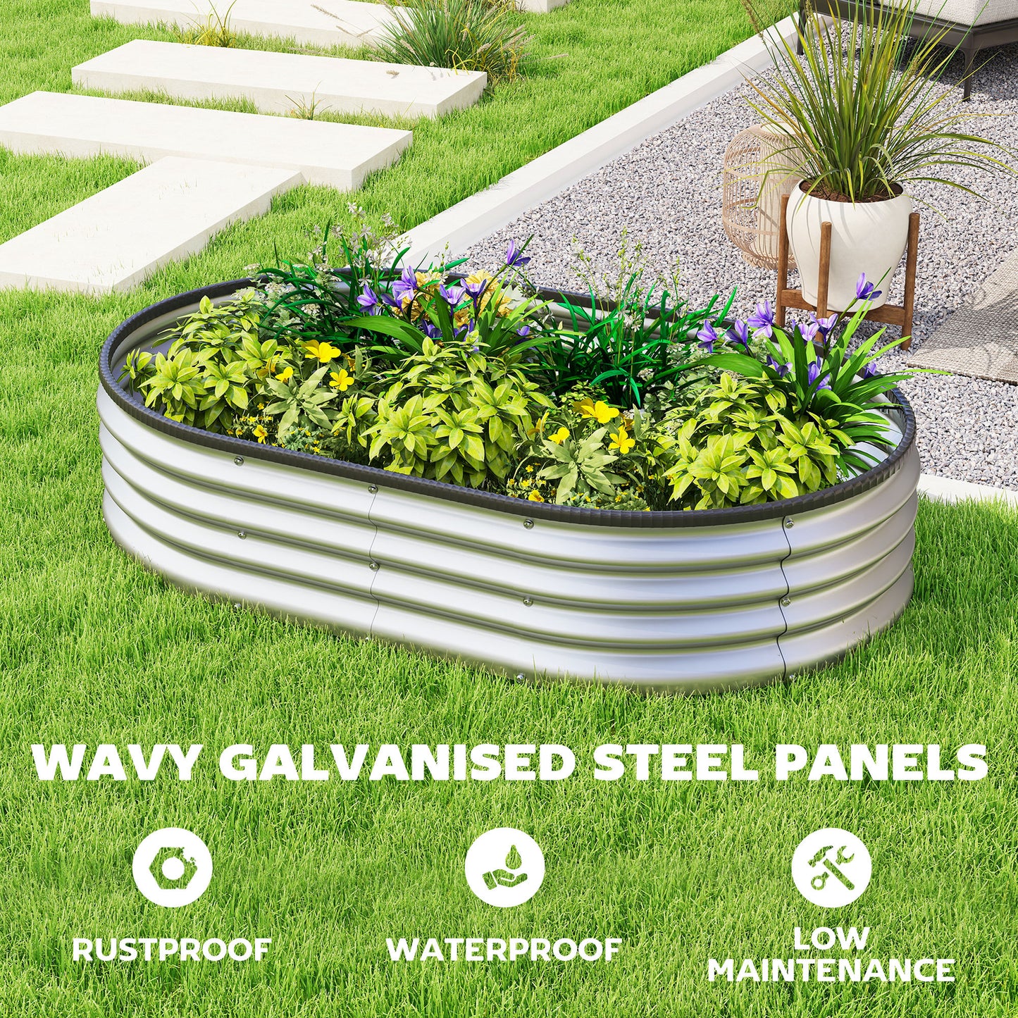 Jardinière surélevée galvanisée modulaire