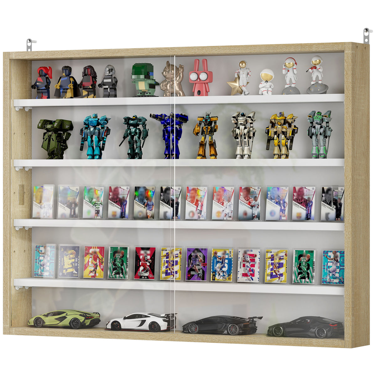 Vitrine murale 5 tablettes avec 2 portes en verre