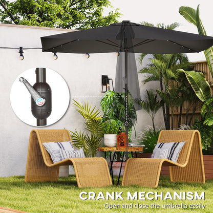 Parasol rectangulaire inclinable avec éclairage LED solaire 195x295cm