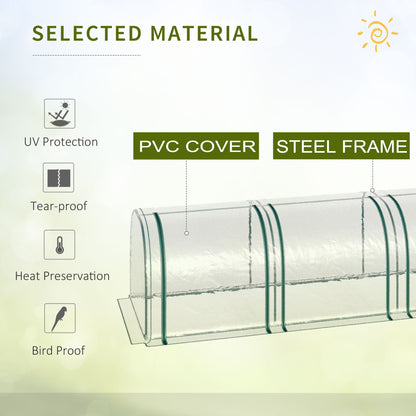 4m x 1m x 0.8m Portable Tunnel Greenhouse with 4 Zipper Doors