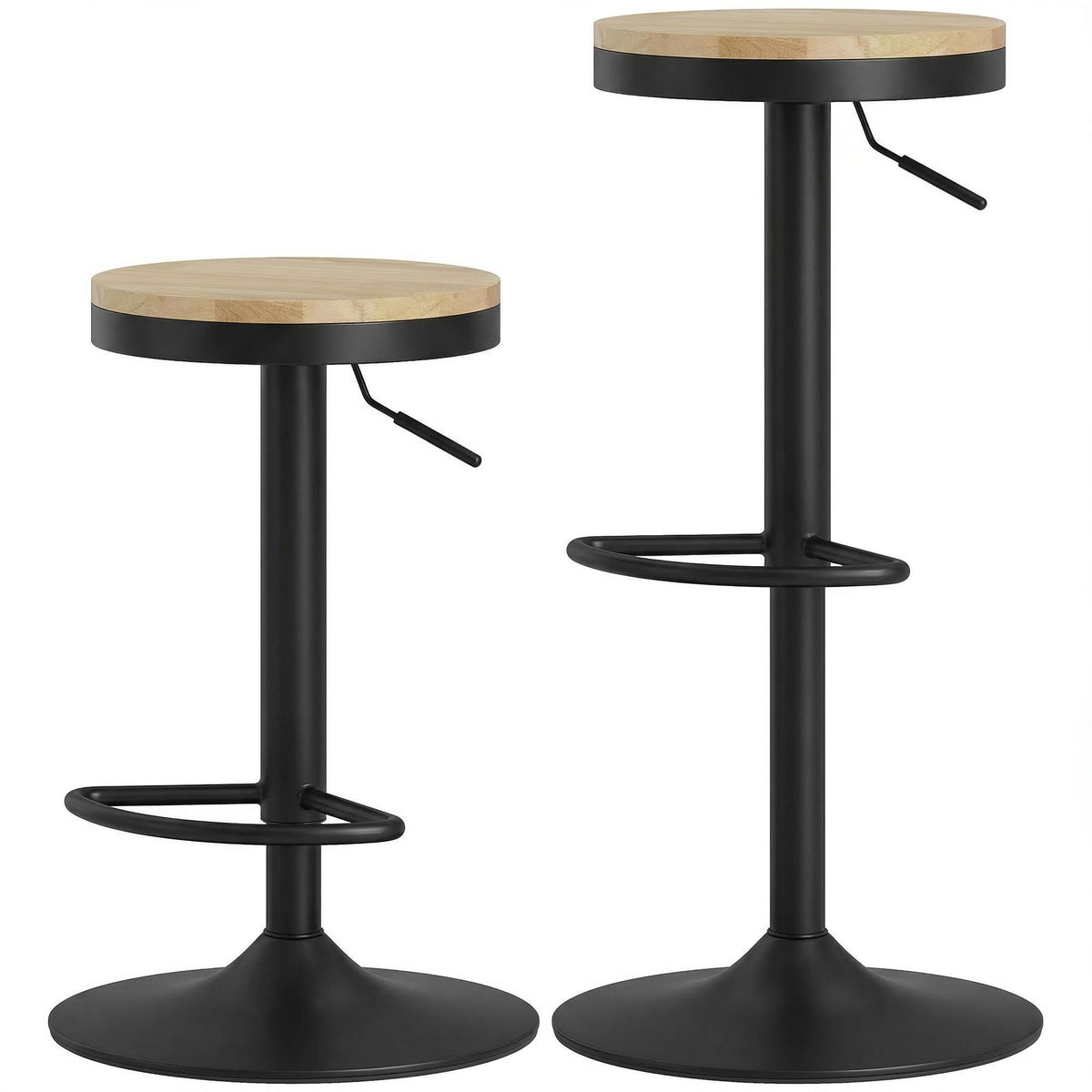 Tabourets de bar ajustables pivotants en bois