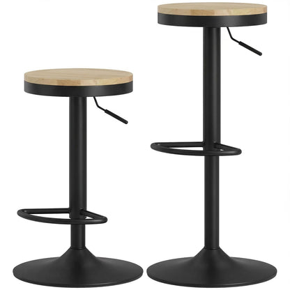 Tabourets de bar ajustables pivotants en bois