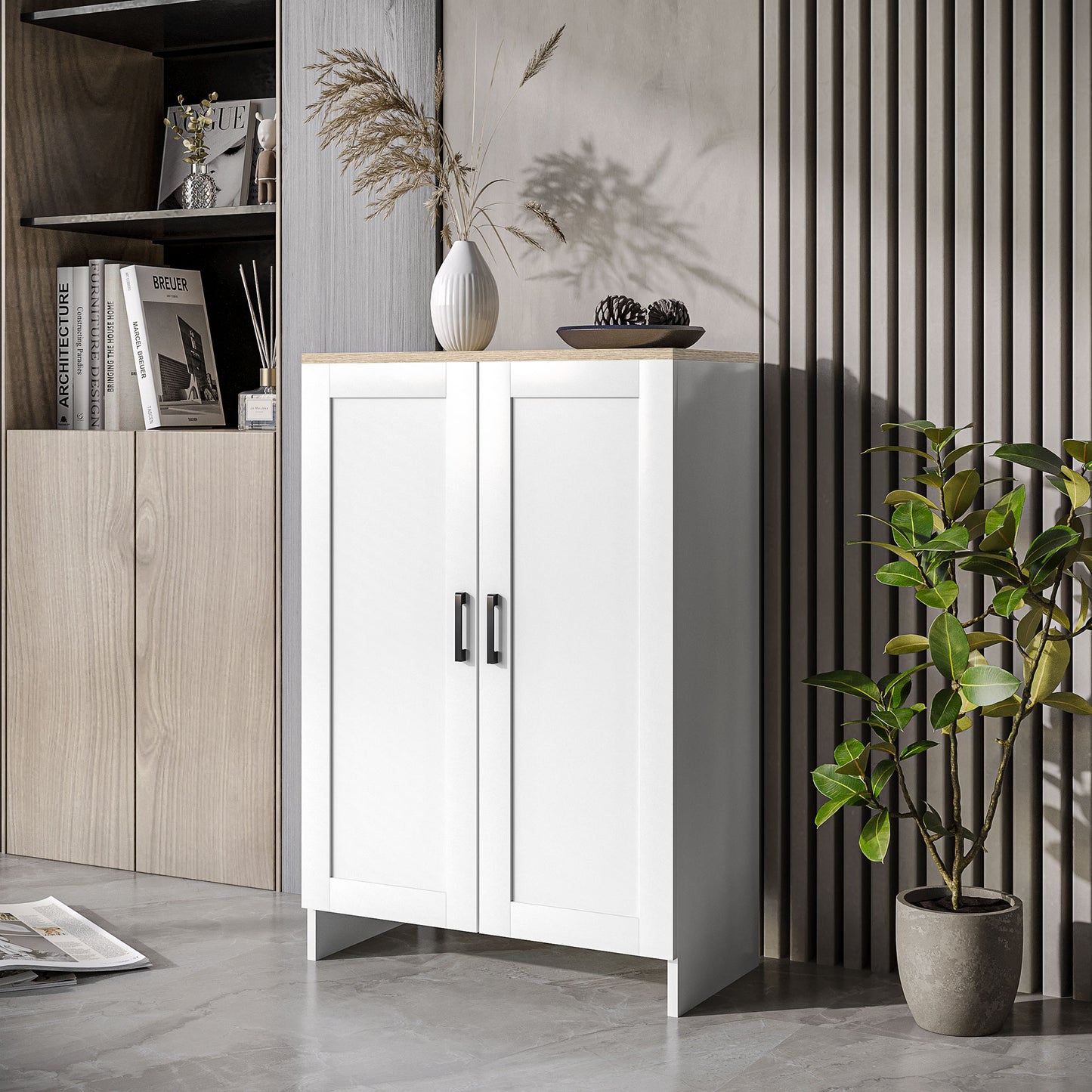 Armoire de rangement avec portes et étagère ajustable