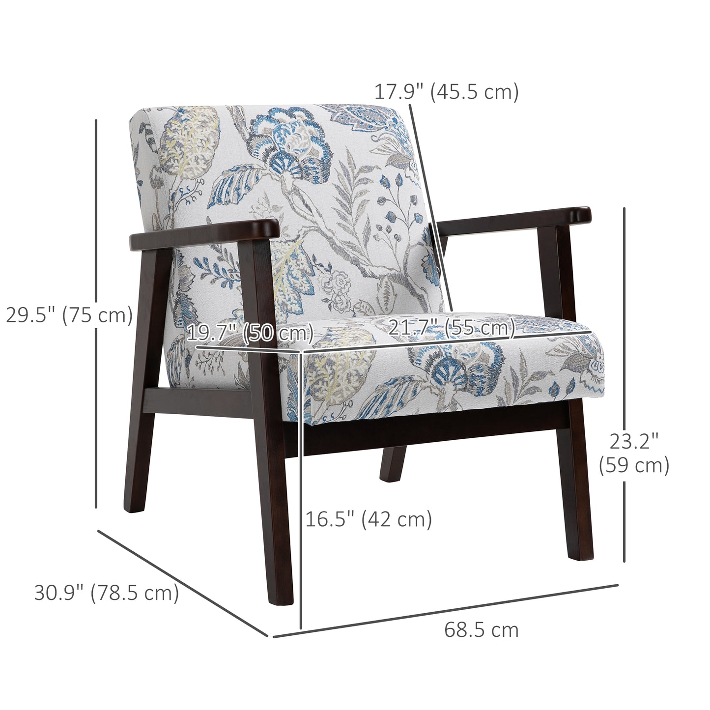 Fauteuil d'appoint moderne rétro en tissu avec accoudoirs