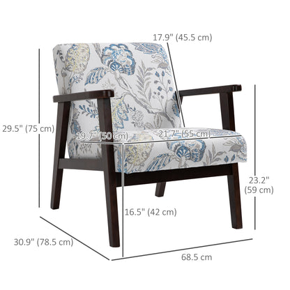Fauteuil d'appoint moderne rétro en tissu avec accoudoirs
