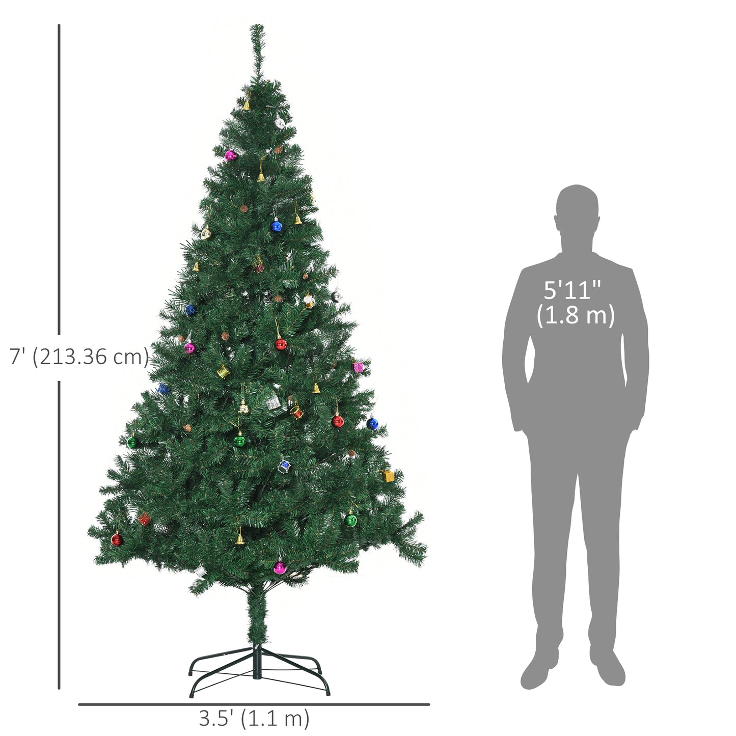 Sapin de Noël artificiel 210 cm avec ornements