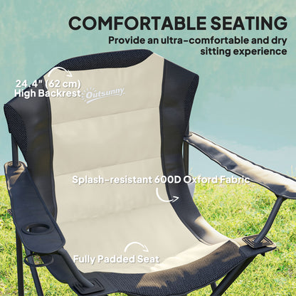 Chaises de camping pliantes dossier haut avec porte-gobelet