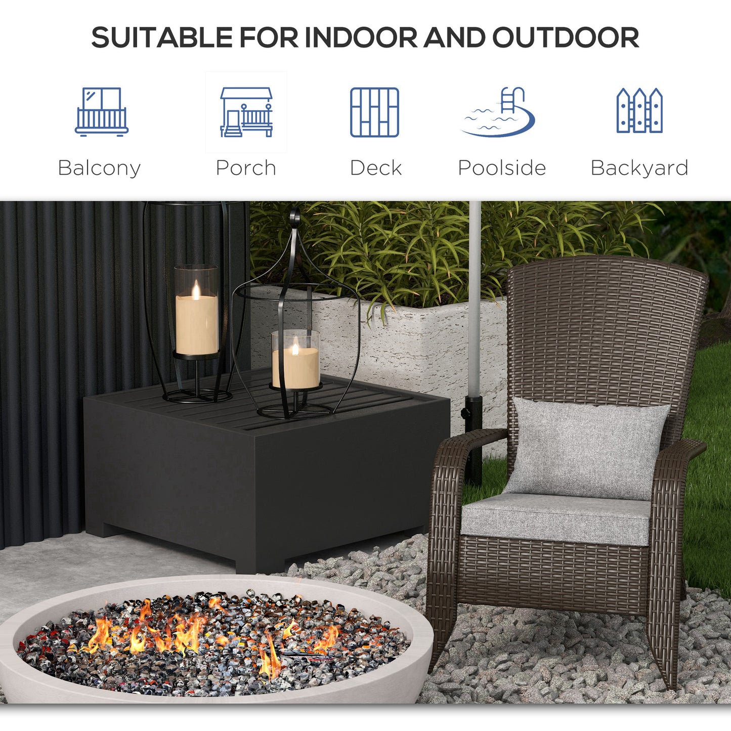 Fauteuil Adirondack rotin extérieur avec coussins