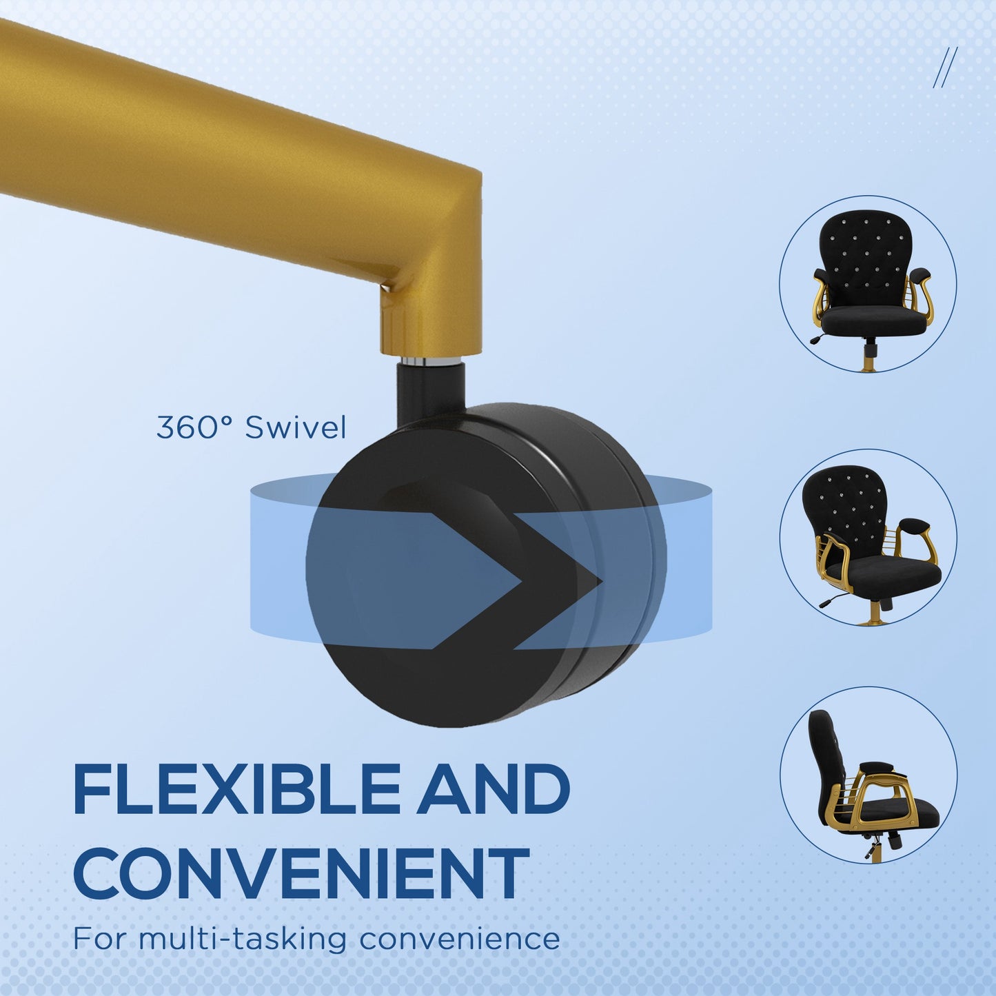 Chaise de bureau capitonnée cuir synthétique cristaux décoratifs