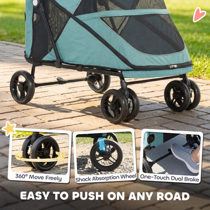 Poussette pour chien pliable avec suspension