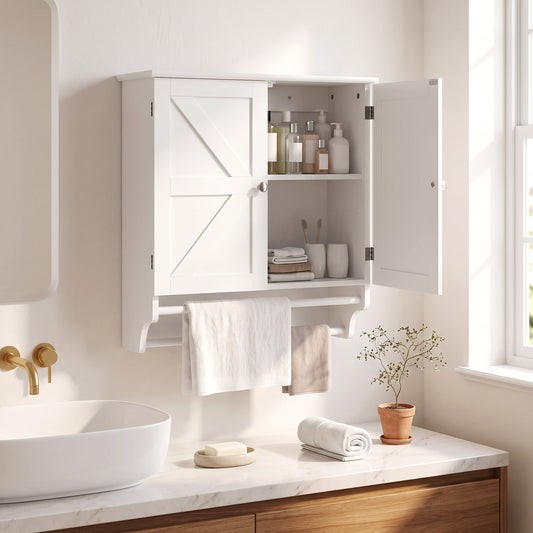 Armoire murale de salle de bain avec barres à serviettes
