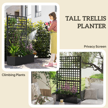  Galvanized Raised Garden Bed with Trellis - 110x41x178cm