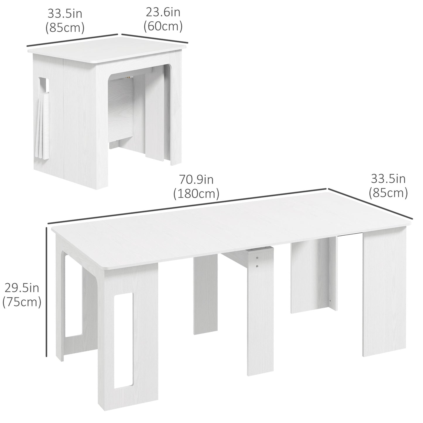 Table à manger extensible 60-180 cm pour 6-8 personnes