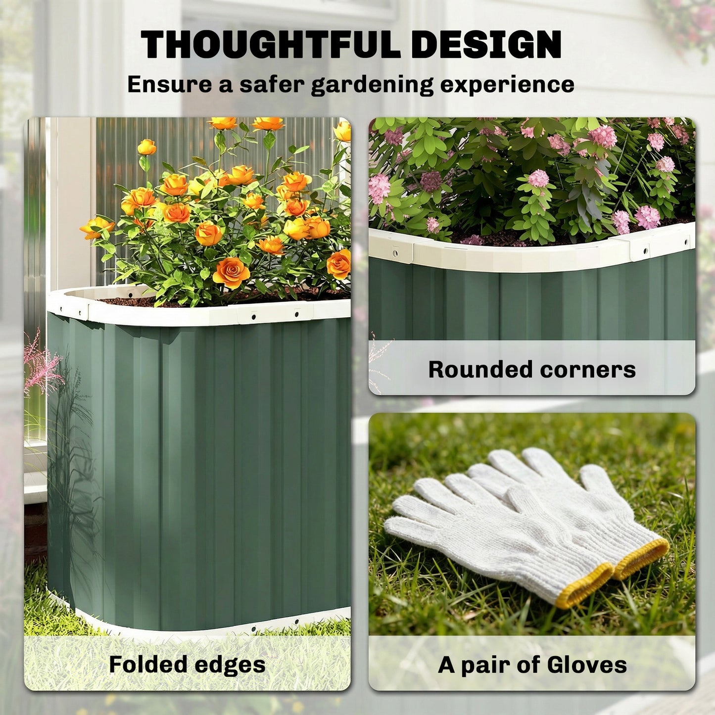 Outsunny 61cm Deep Raised Garden Bed - 220cm Galvanized Steel